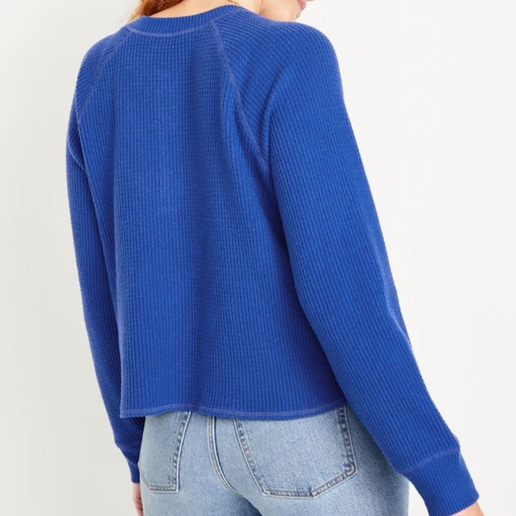 NWT OLD NAVY Waffle-Knit Henley Top Color Catalyst Blue: SIZE SMALL - Picture 5 of 7